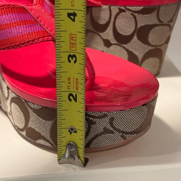 Coach - Gabriela Wedge Red and Brown Sandals - Picture 11 of 15